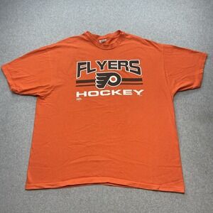 Vintage 90s Philadelphia Flyers Orange T Shirt NHL Hockey Made In USA Sz 2XL‎